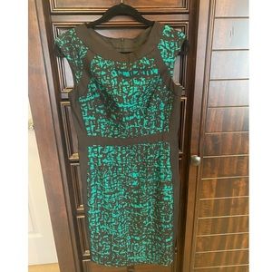 London Times Black/Green Dress Sz 8